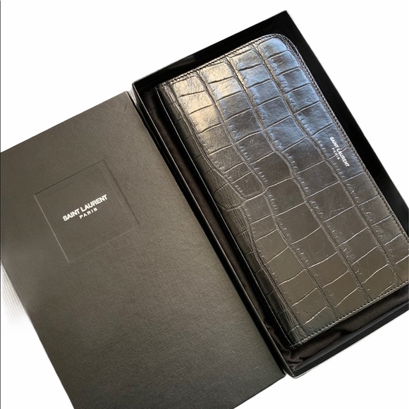 YSL Black Crocodile Embossed Zip Around Wallet - Picture 9 of 9